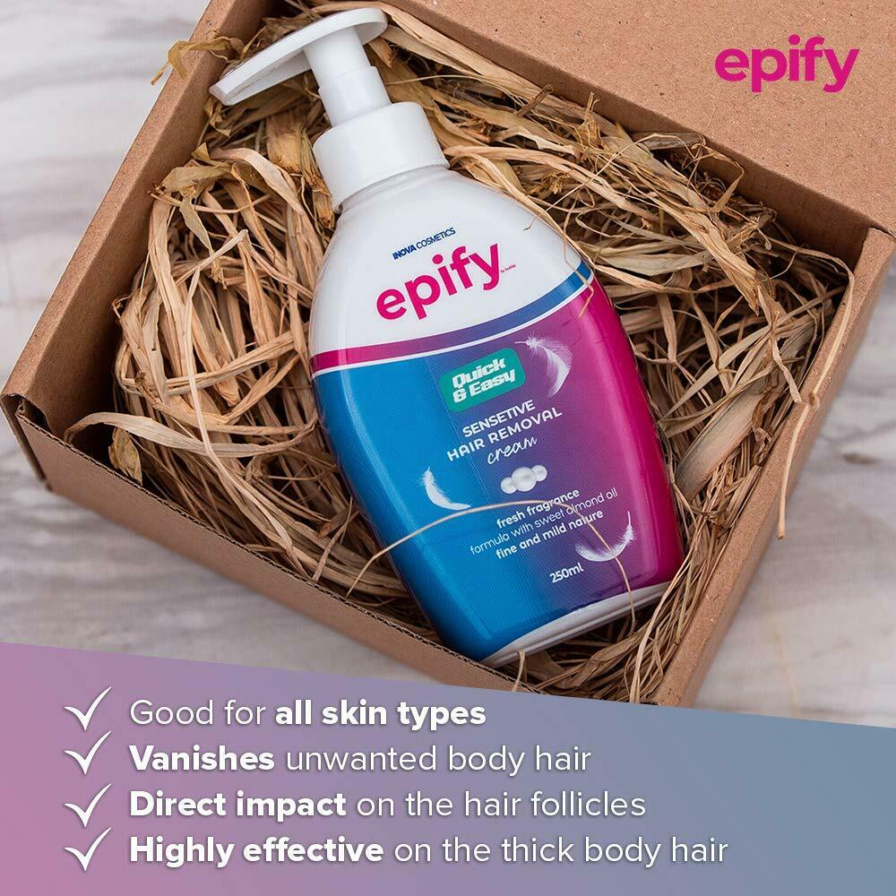 2 LOT Epify by bubbly Quick And Easy Sensitive Hair Removal Cream (2x250ml) NEW